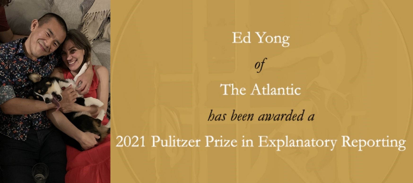 Ed Yong, a science writer with The Atlantic, has been awarded with the 2021 Pulitzer Prize in Explanatory Reporting on June 12.