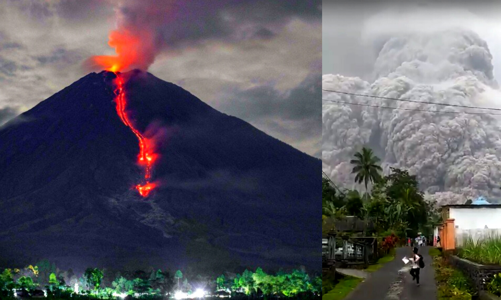 The highest mountain on the island of Java, Mount Semeru spewed a mushroom of volcanic ash and flooding hot mud causing deaths and injuries, the day was a total ‘night’.
