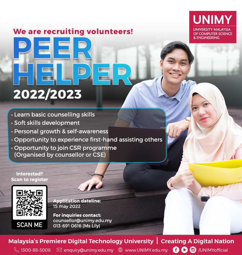 Calling All UNIMY Students! Opportunity Be A Peer Helper.