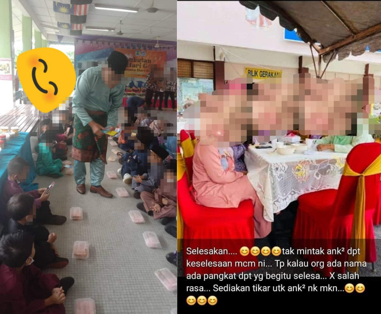 Double Standards: VVIPs Seated On Table While Students On The Floor During Hari Raya Banquet Lunch